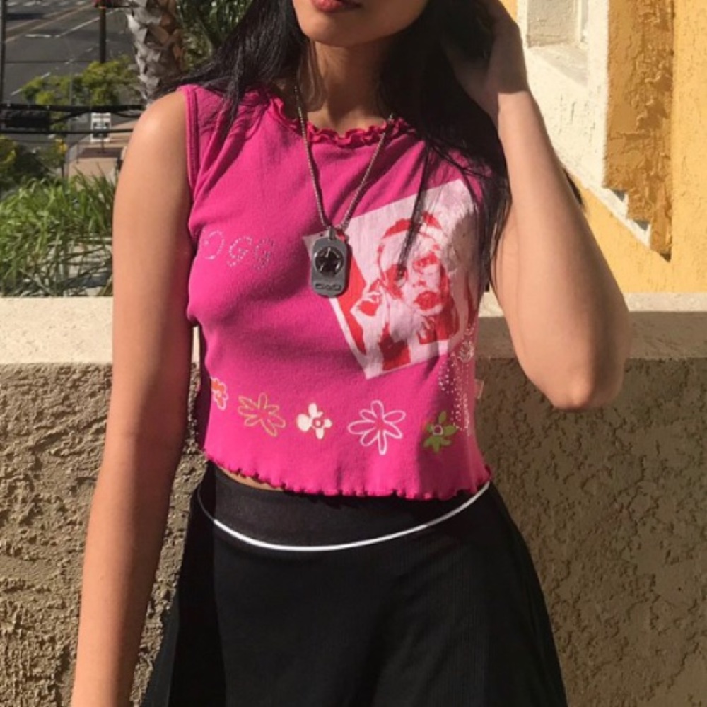 Y2K Bedazzled Cropped Tank Top